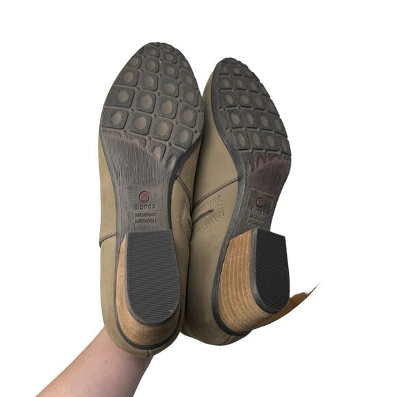 Blondo Villa Ankle Bootie Beige Leather Nubuck Suede Waterproof Womens Size 12 - Picture 5 of 8